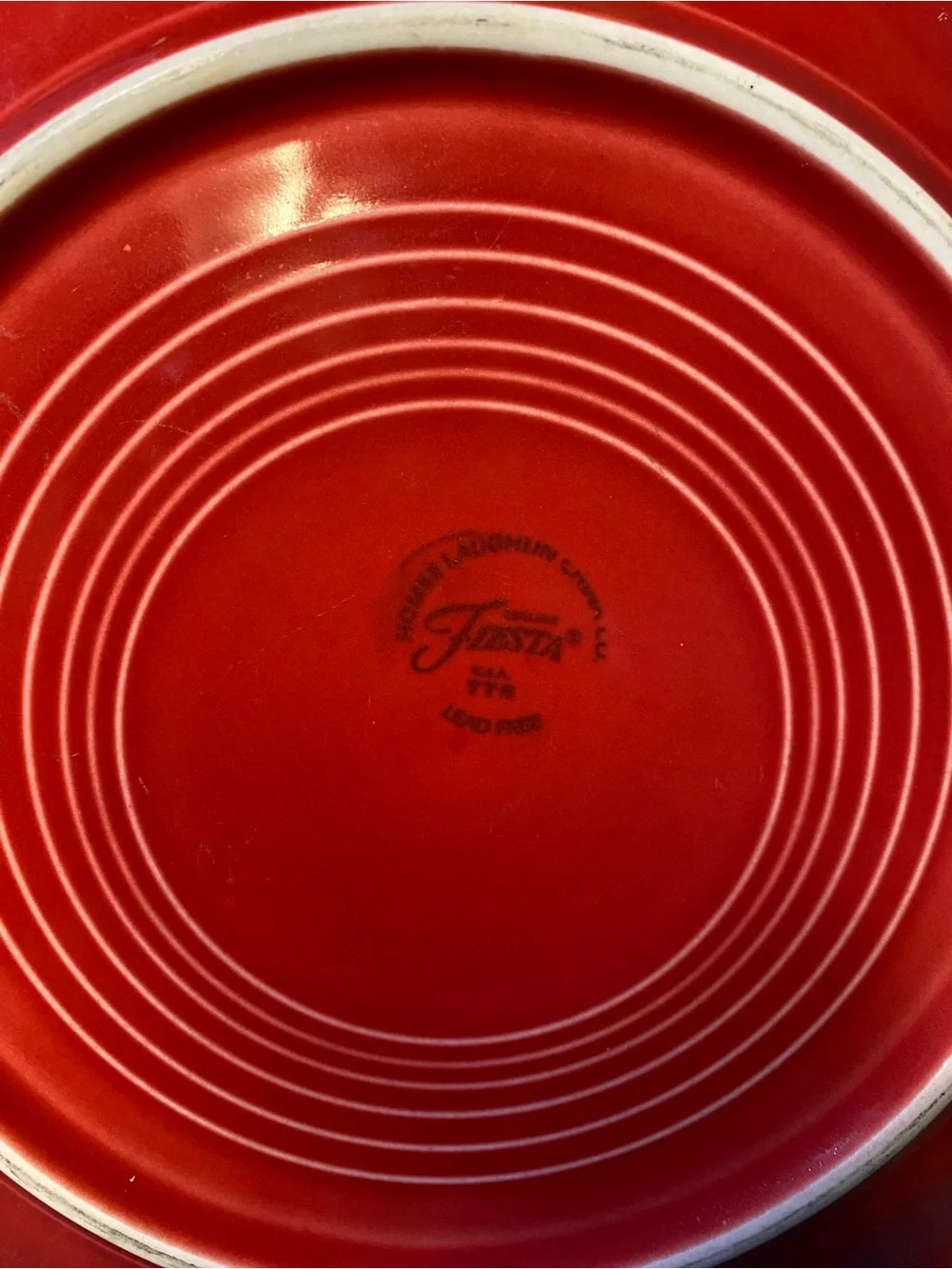 Homer Laughlin Fiesta Scarlet Red Ceramic Dinner Plate with Ringed Edge set of 3